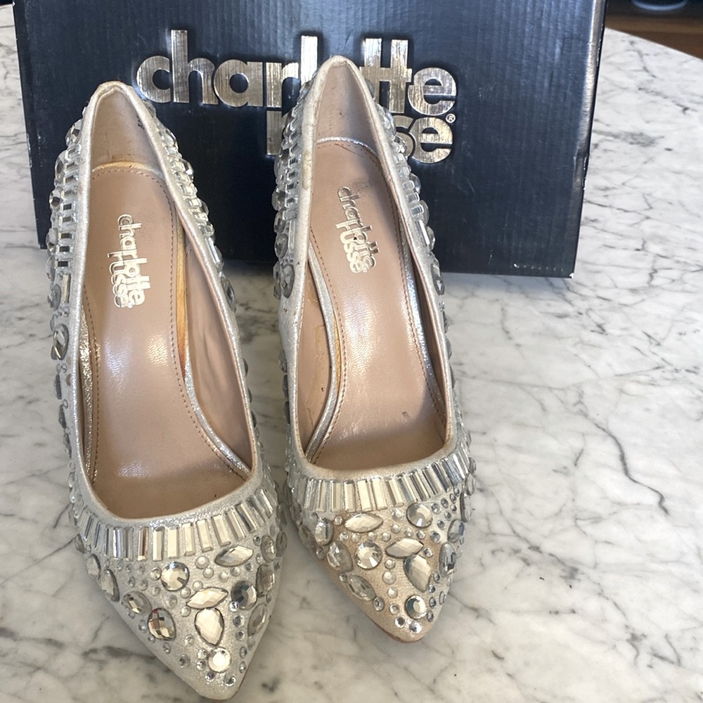 Charlotte Russel silver crystal high heels
